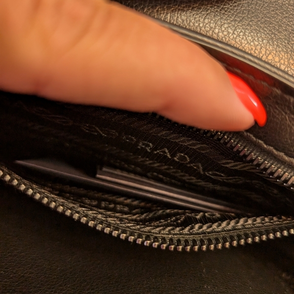 PRADA Glace Calfskin Studded Crossbody in Black - Picture 7 of 8